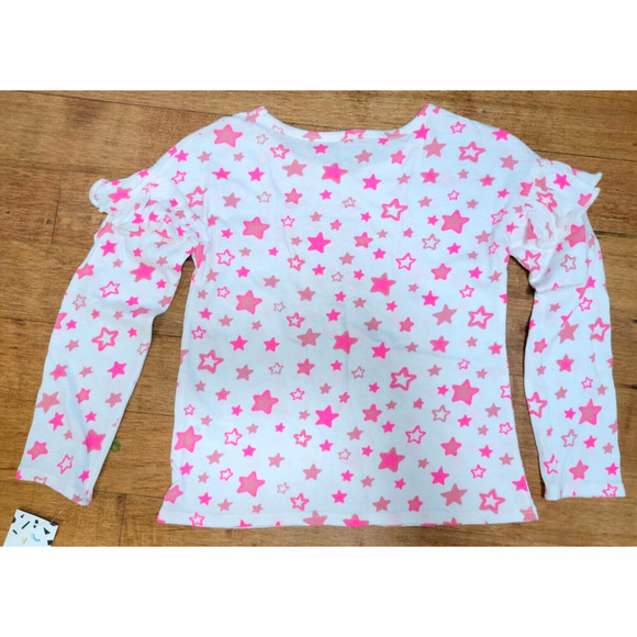 Harper Canyon Kids' Girl's Size 6 Printed Ruffle Top In Ivory Egret Bright Stars - Picture 3 of 7